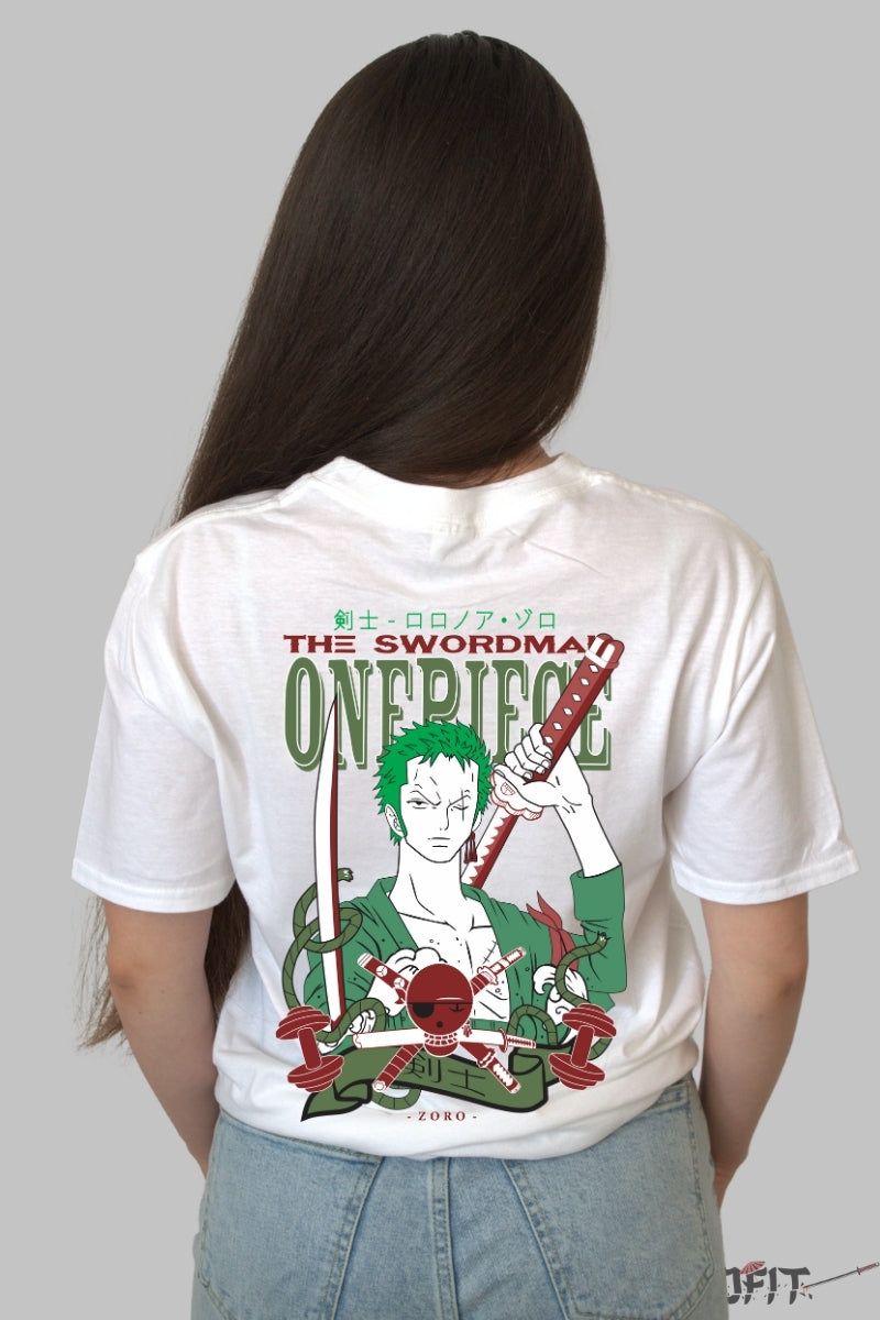 Tricou Anime One Piece - Zoro The Swordsman Power dama alb