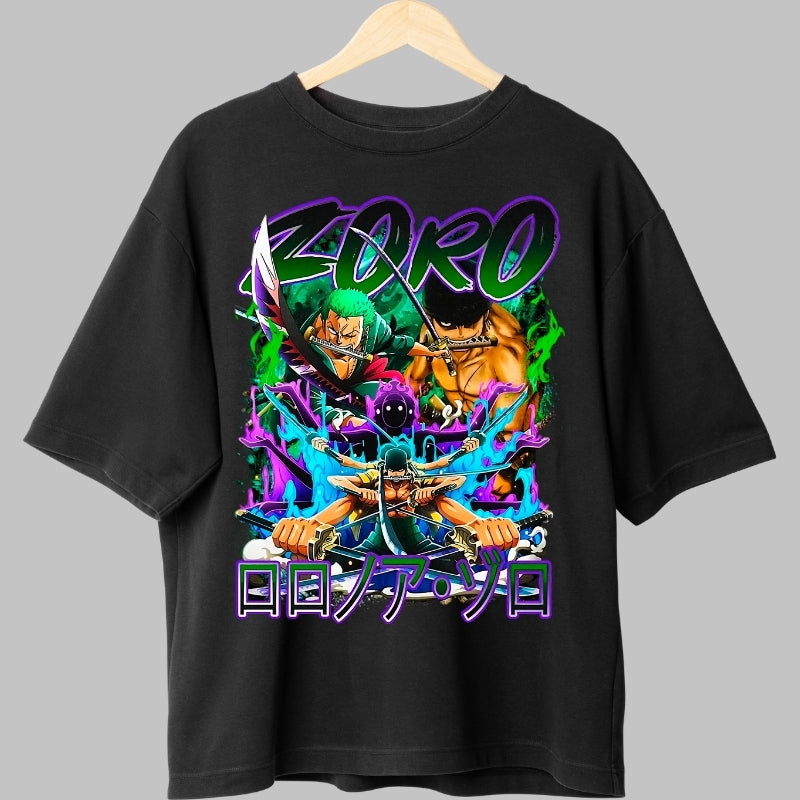 Tricou Anime One Piece - Zoro Three Sword Style fata
