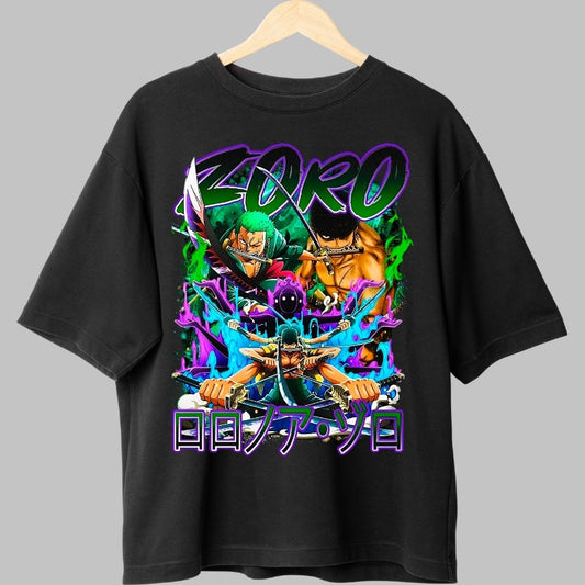 Tricou Anime One Piece - Zoro Three Sword Style fata