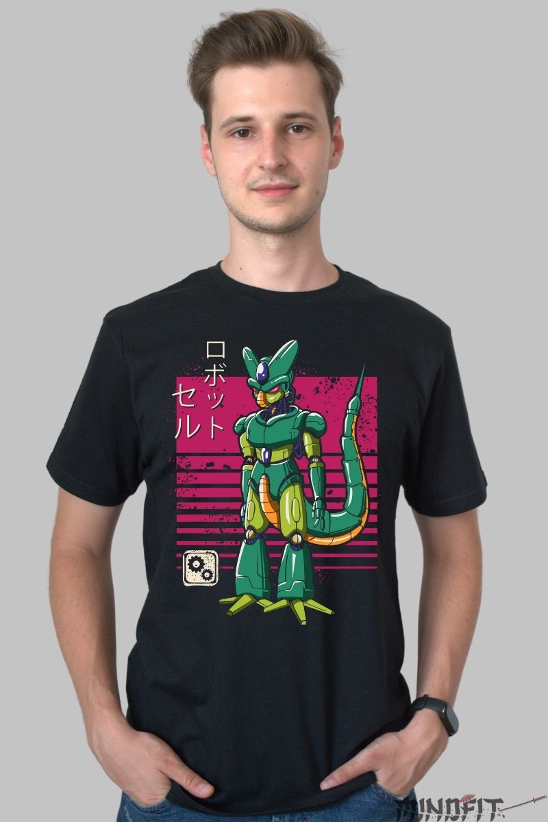 Tricou Anime Parodie – Cell Robot Retro Style barbat negru