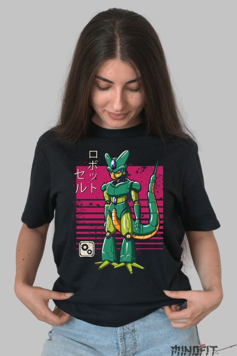Tricou Anime Parodie – Cell Robot Retro Style dama negru