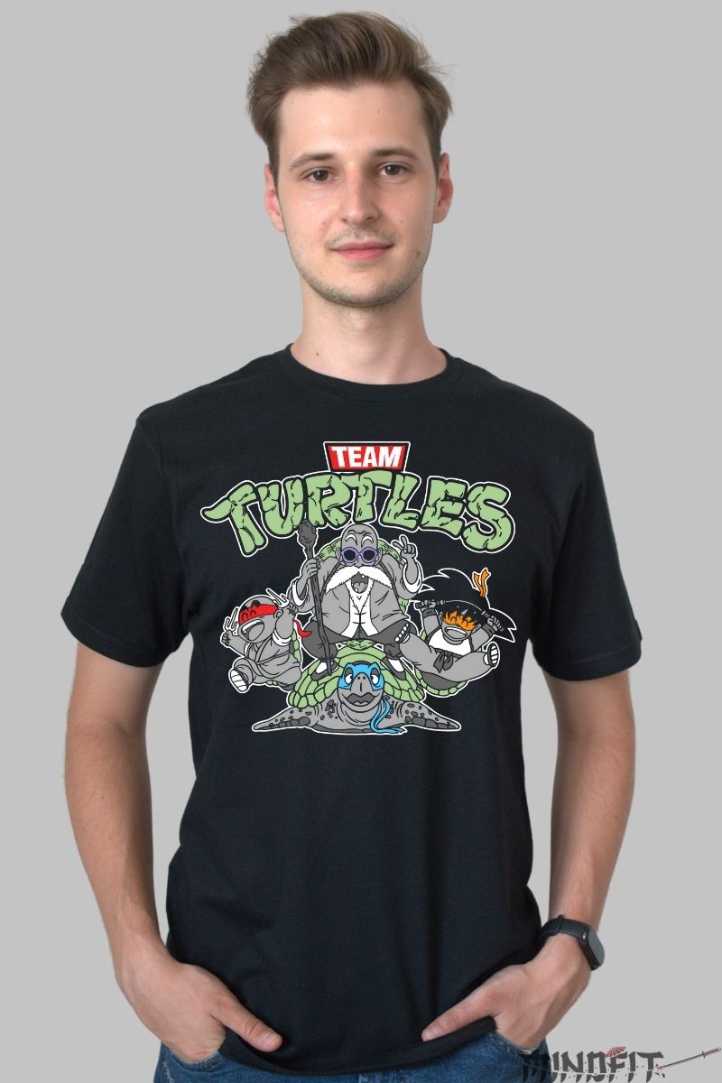 Tricou Anime Parodie – Team Turtles Sensei Mode barbat negru