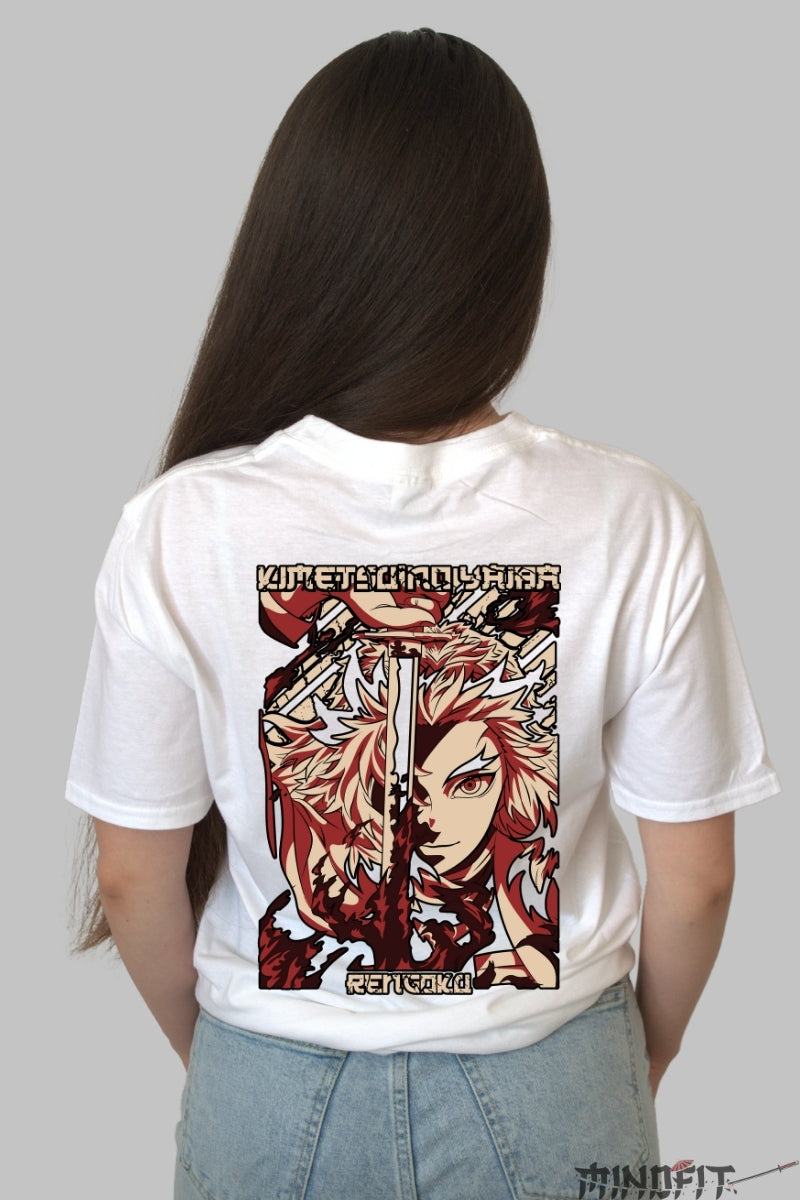 Tricou Anime Rengoku - Lama Focului Etern Dama alb