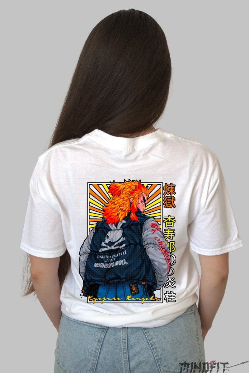 Tricou Anime Rengoku x Mastermind Japan Dama alb