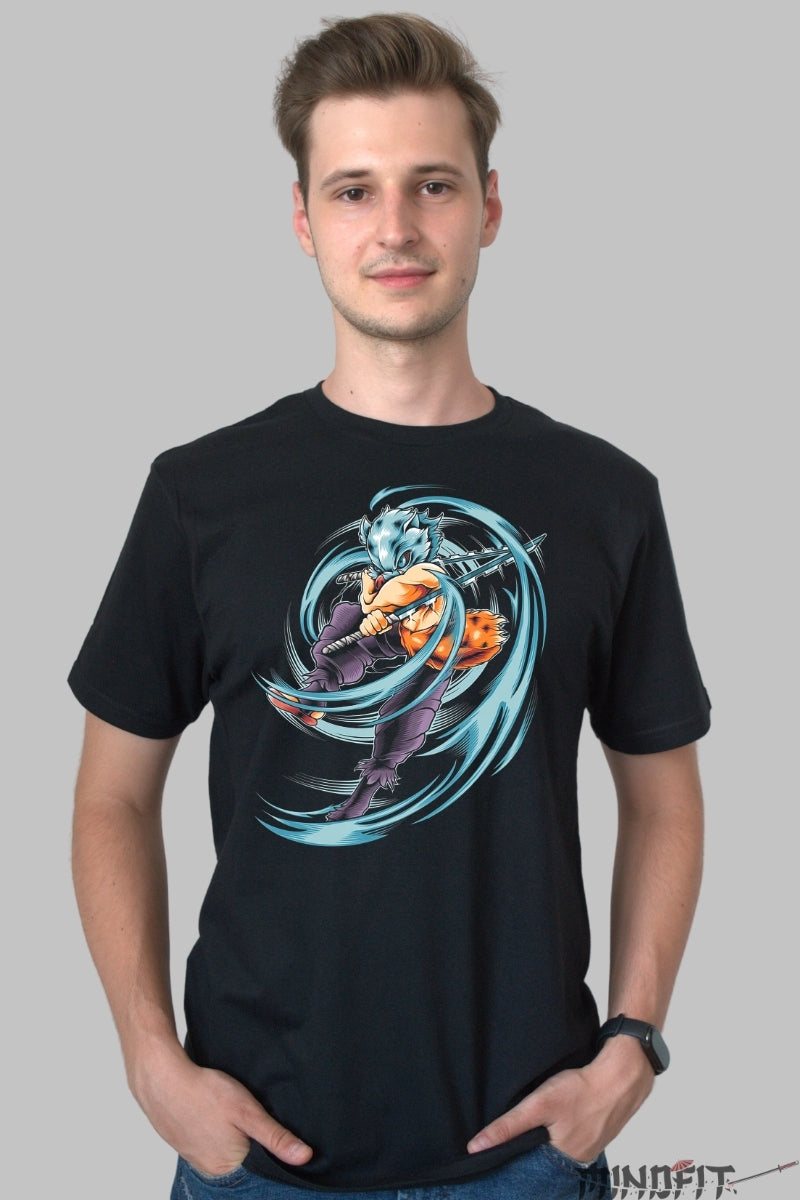 Tricou Anime Samurai Fox Warrior - Sabie si Viteza Elementala barbat negru