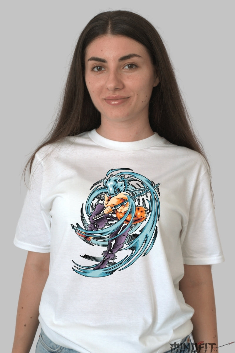 Tricou Anime Samurai Fox Warrior - Sabie si Viteza Elementala dama alb