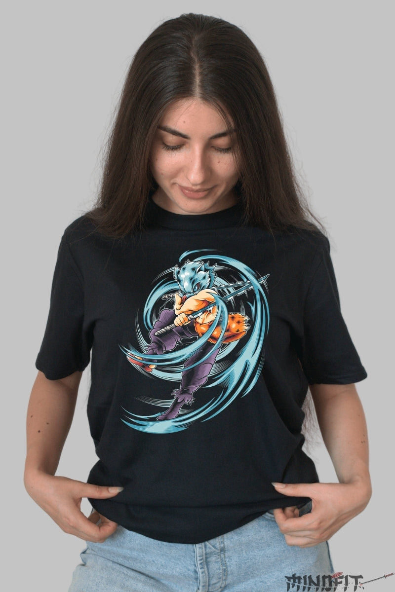 Tricou Anime Samurai Fox Warrior - Sabie si Viteza Elementala dama negru