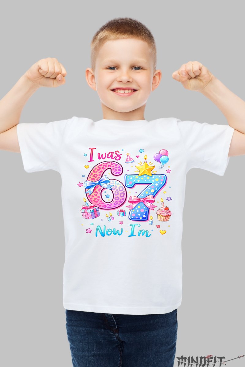 Tricou Aniversar Six Seven - My Birthday baiat alb