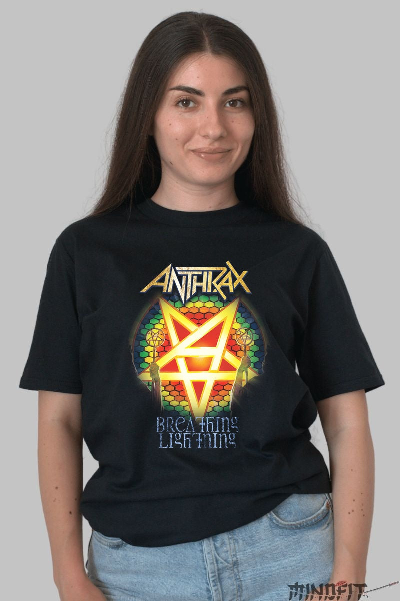 Tricou Anthrax - Breathing Lightning dama negru