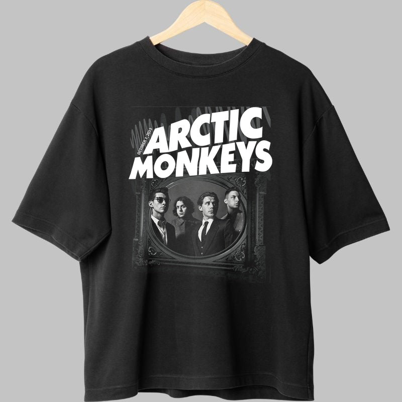 Tricou Arctic Monkeys - Portret Retro in Alb-Negru fata negru