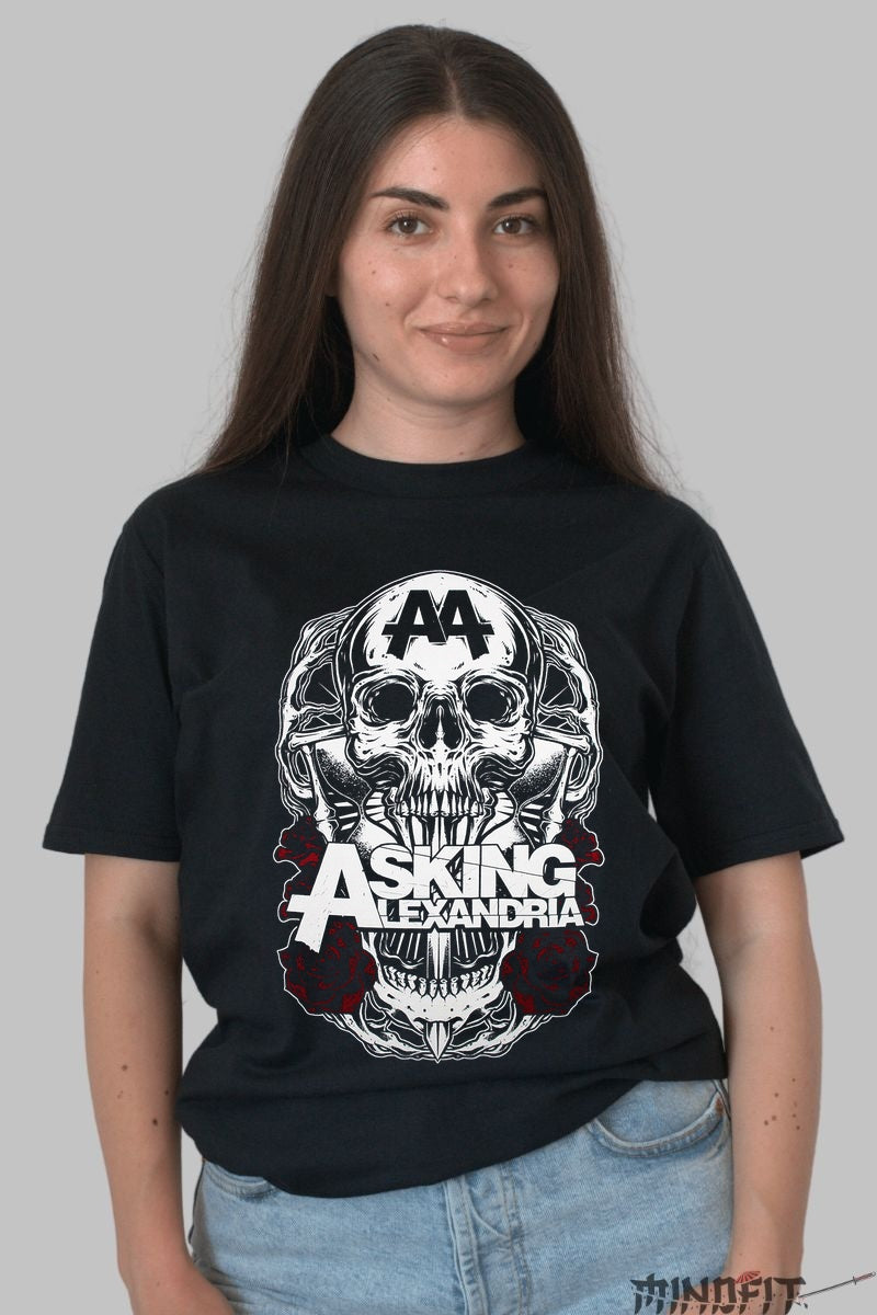 Tricou Asking Alexandria - Skull Roses Edition dama negru