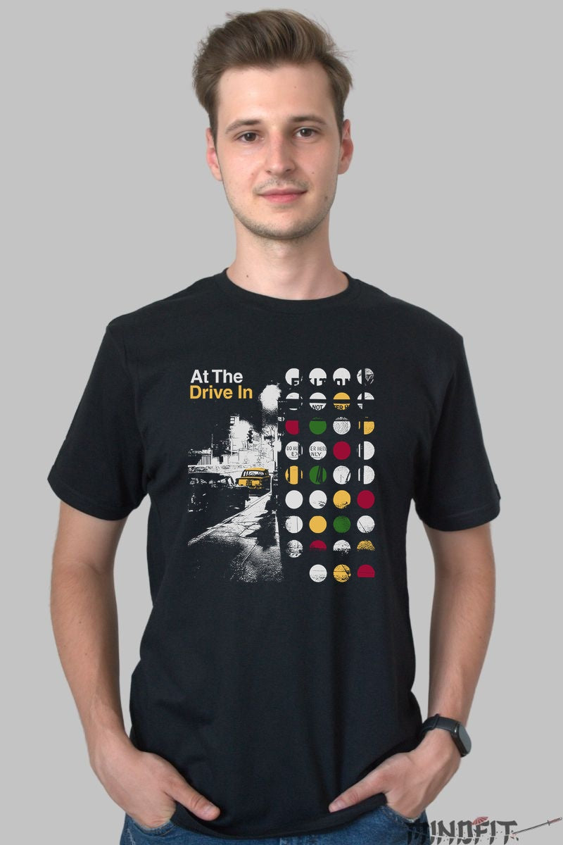 Tricou At The Drive In - City Lights & Retro Dots barbat negru