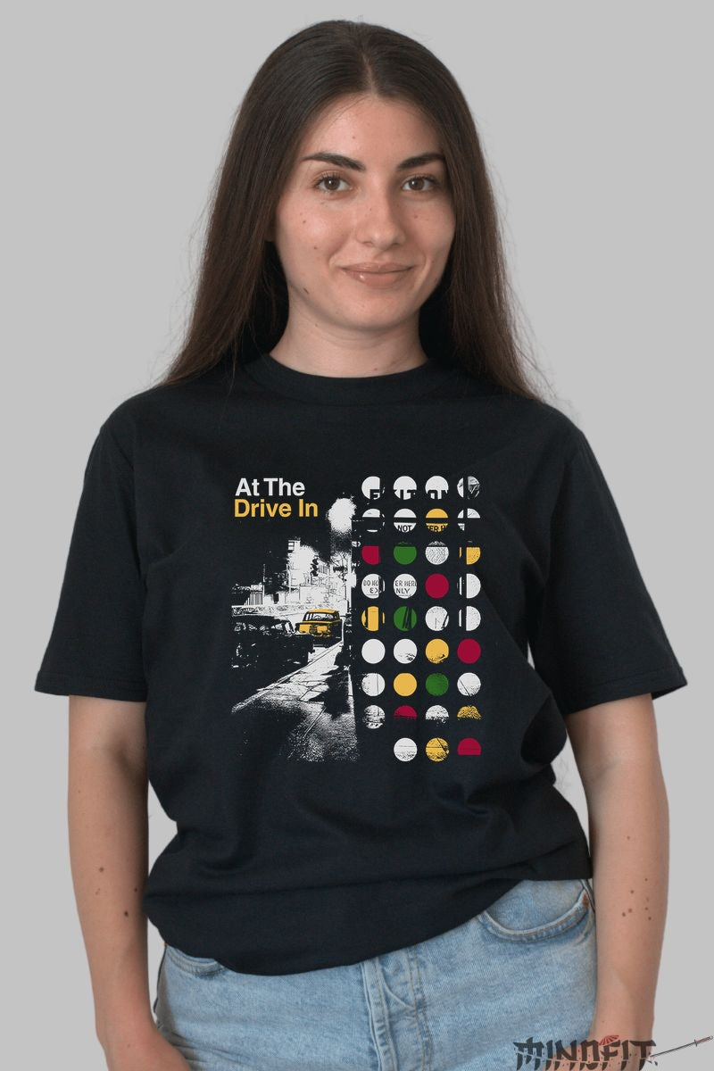 Tricou At The Drive In - City Lights & Retro Dots dama negru