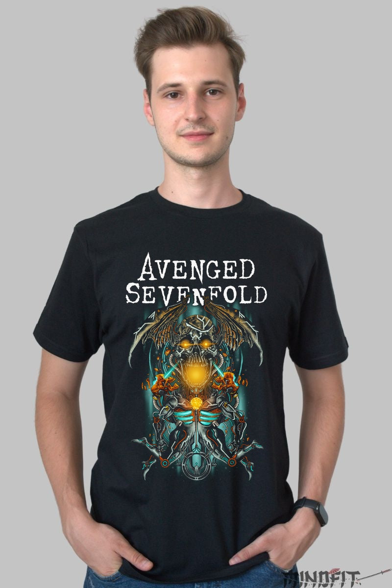 Tricou Avenged Sevenfold - Cyber Skull Inferno barbat negru