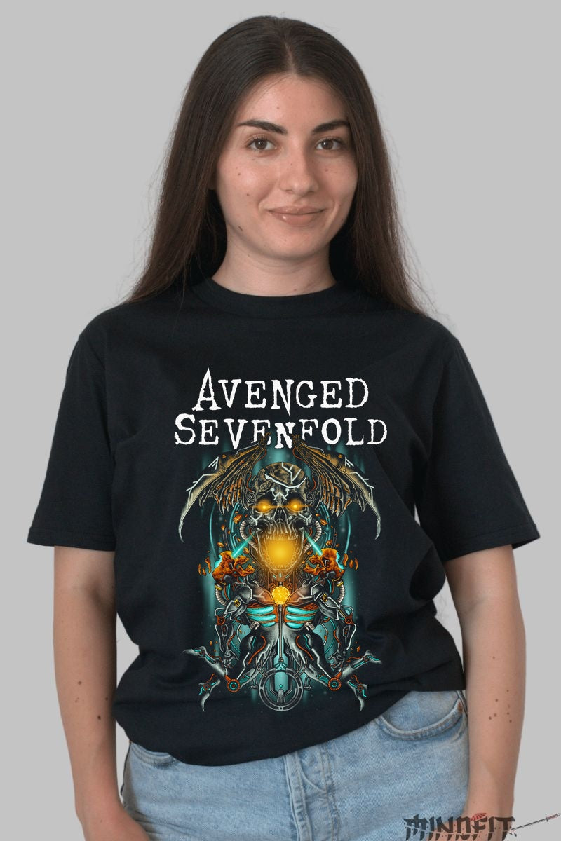 Tricou Avenged Sevenfold - Cyber Skull Inferno dama negru