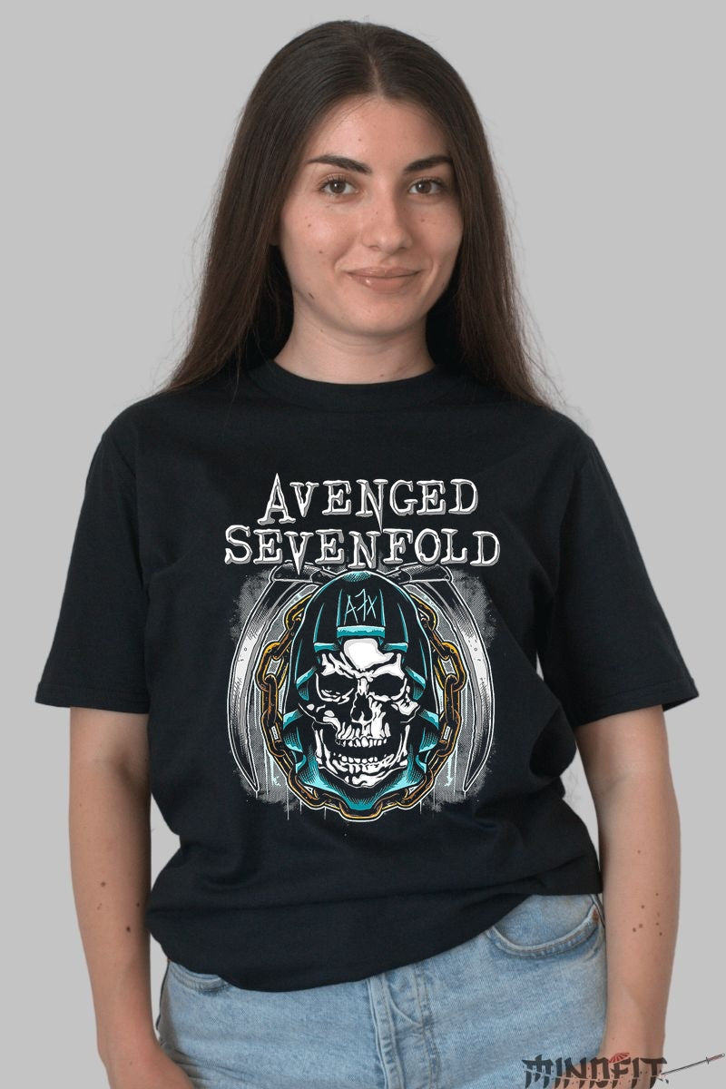 Tricou Avenged Sevenfold - Deathbat Grafica Metal dama negru