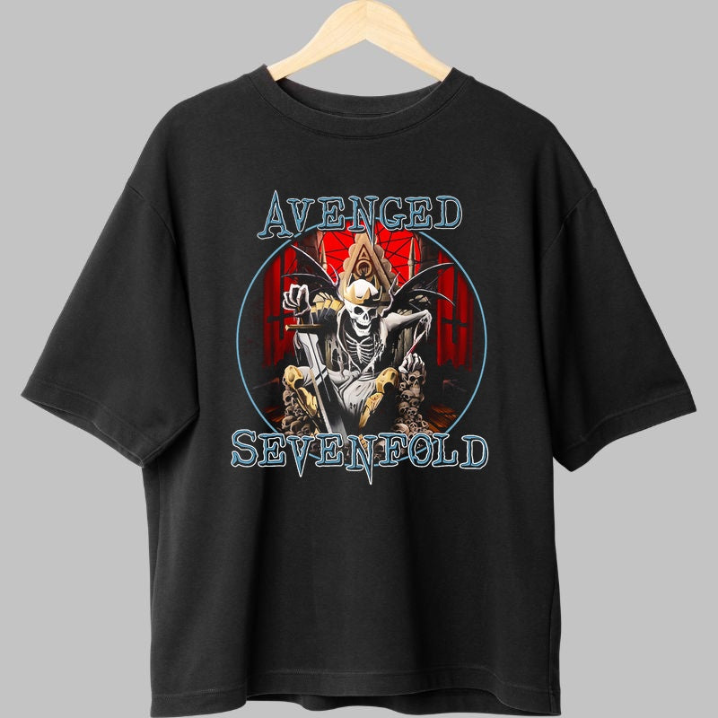 Tricou Avenged Sevenfold - Reaper Throne Edition fata negru