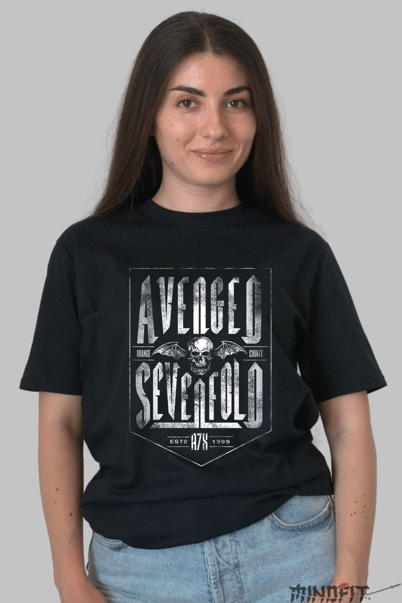Tricou Avenged Sevenfold - Skull Emblem Edition dama negru