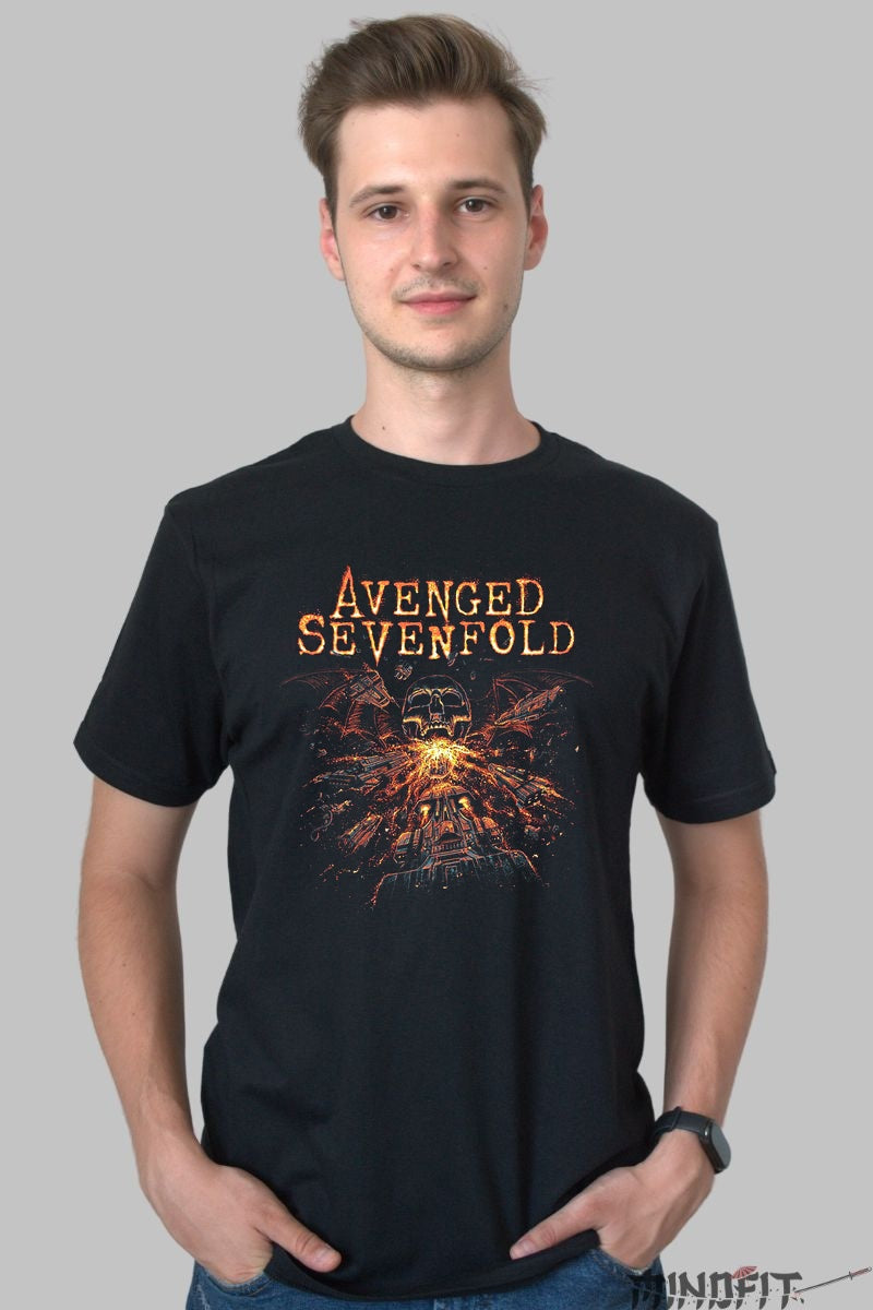 Tricou Avenged Sevenfold - Skull Inferno barbat negru