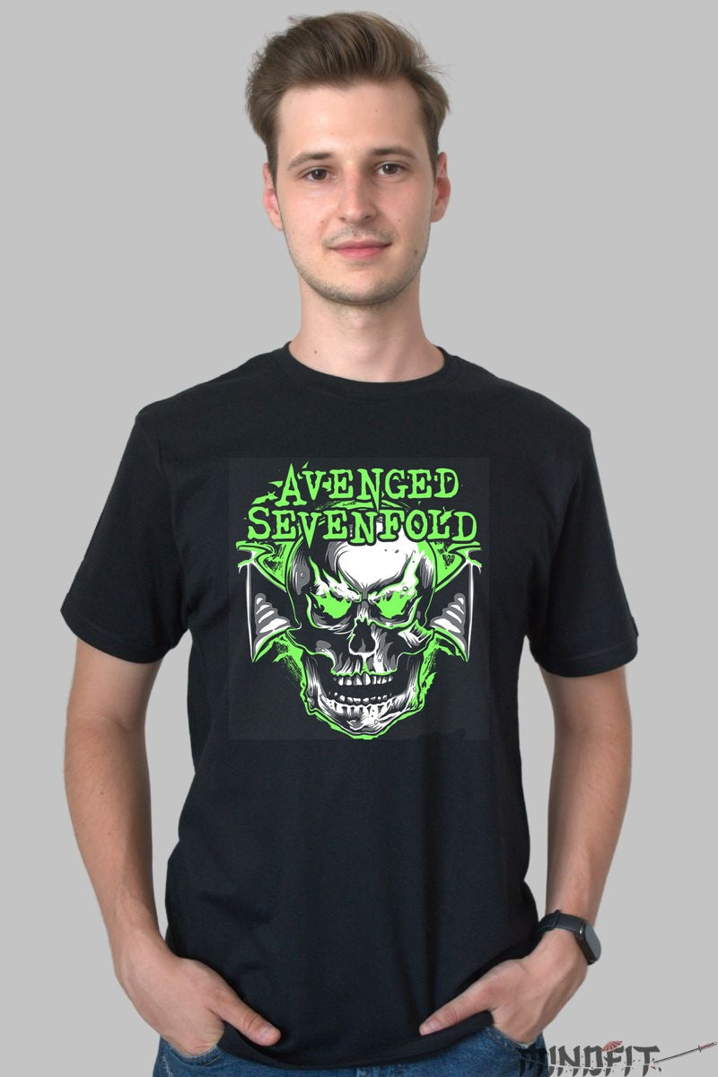 Tricou Avenged Sevenfold - Skull Neon Edition barbat negru