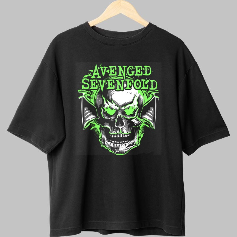 Tricou Avenged Sevenfold - Skull Neon Edition fata negru