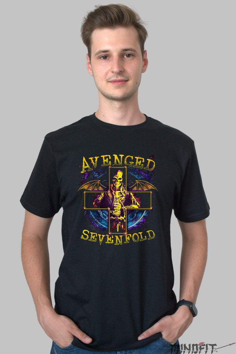 Tricou Avenged Sevenfold - Skull Universe Edition barbat negru