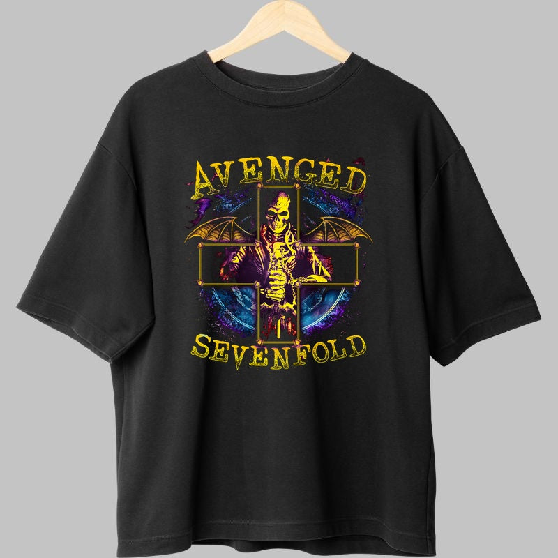 Tricou Avenged Sevenfold - Skull Universe Edition fata negru