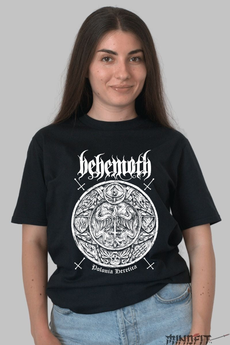 Tricou Behemoth - Polonia Heretica fata negru
