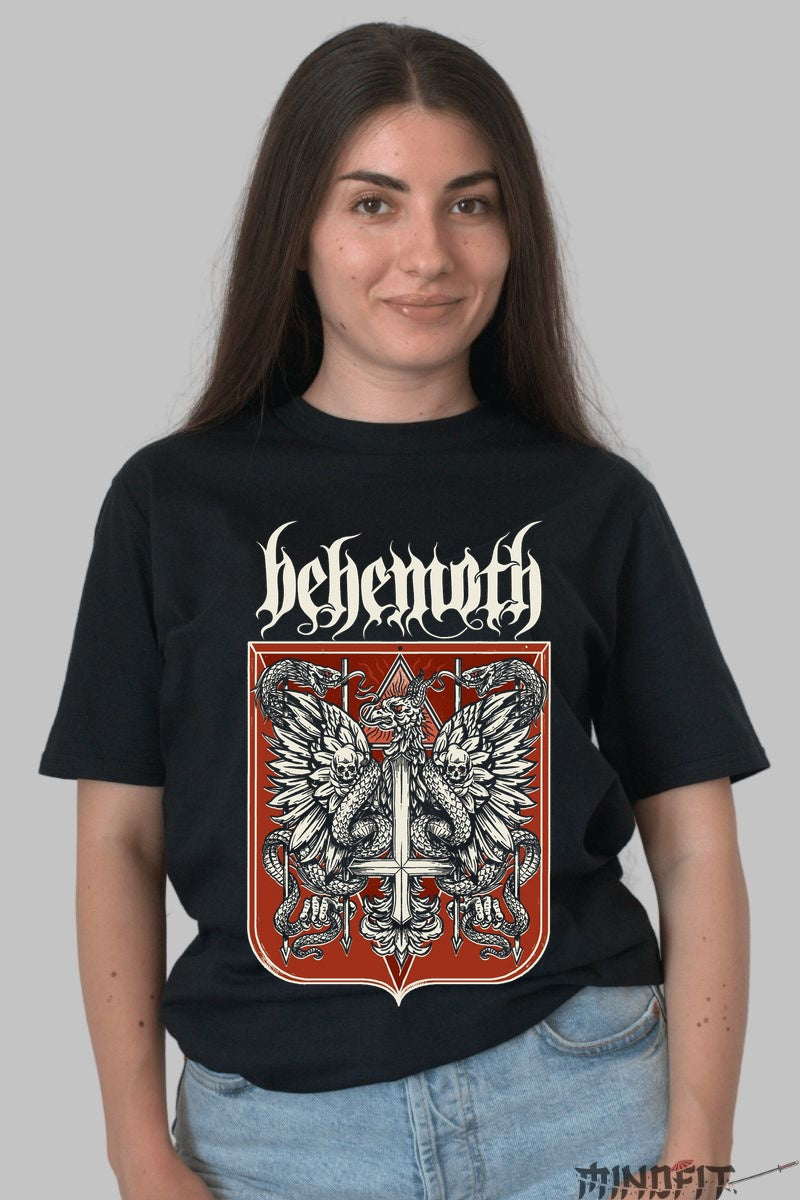Tricou Behemoth - Simbolul puterii intunecate fata negru