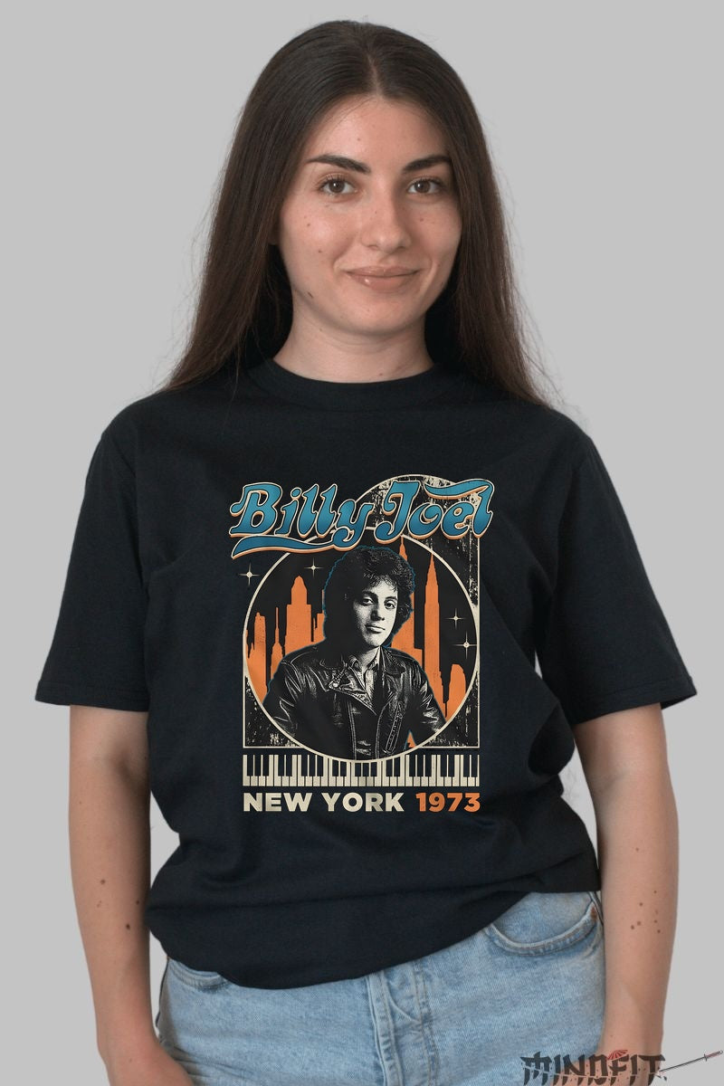 Tricou Billy Joel - New York 1973 fata negru