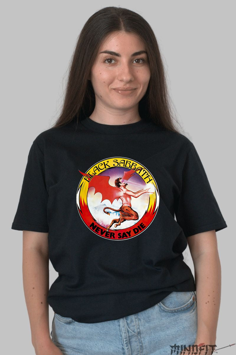 Tricou Black Sabbath - Never Say Die fata negru