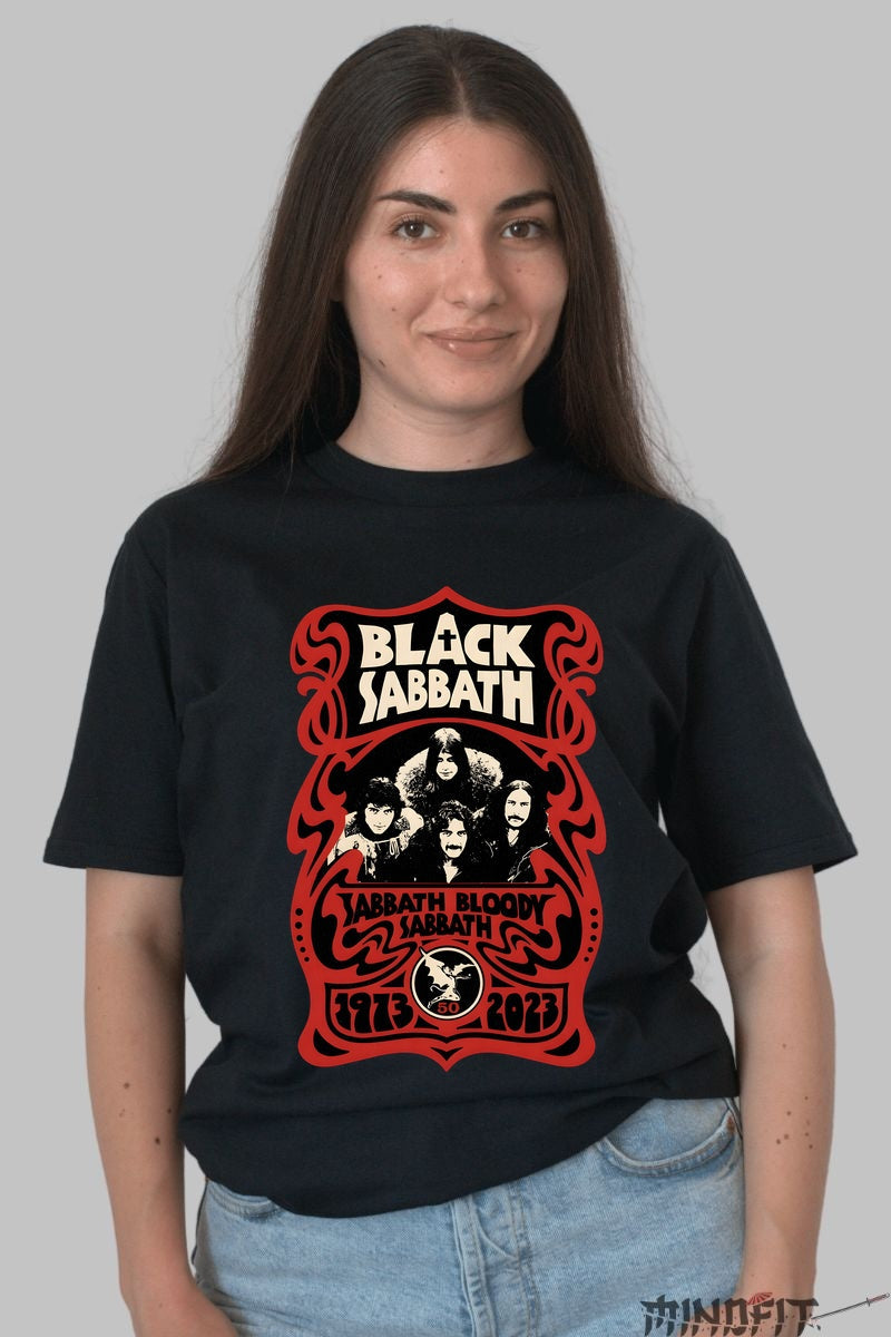 Tricou Black Sabbath - Sabbath Bloody Sabbath 50th Anniversary fata negru