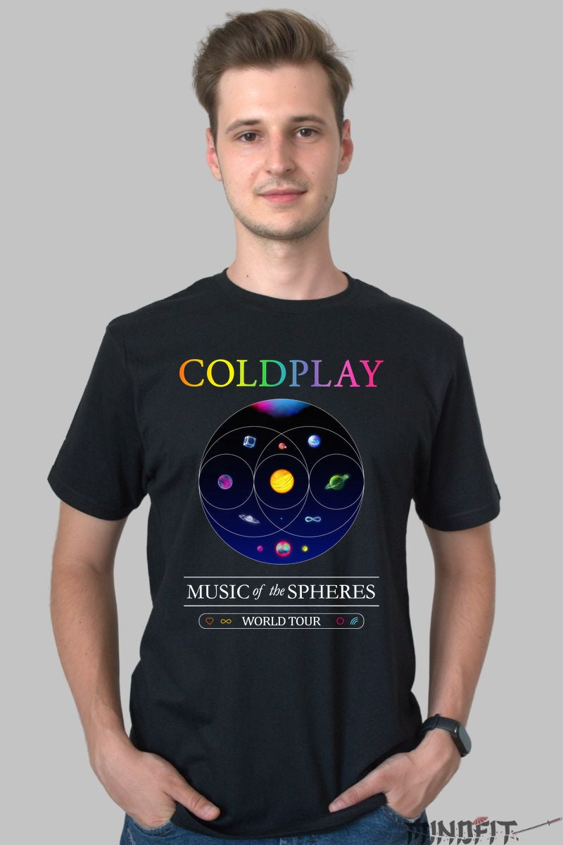 Tricou Coldplay - Music of the Spheres Tour barbat negru
