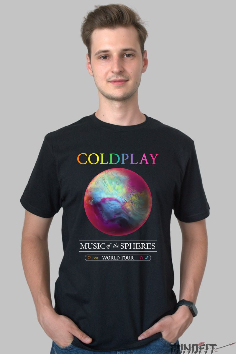 Tricou Coldplay - Music of the Spheres World Tour barbat negru
