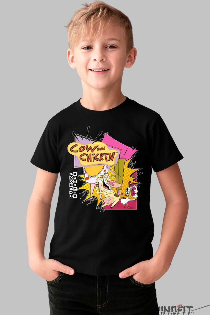Tricou Cow and Chicken - Cartoon Network baiat negru