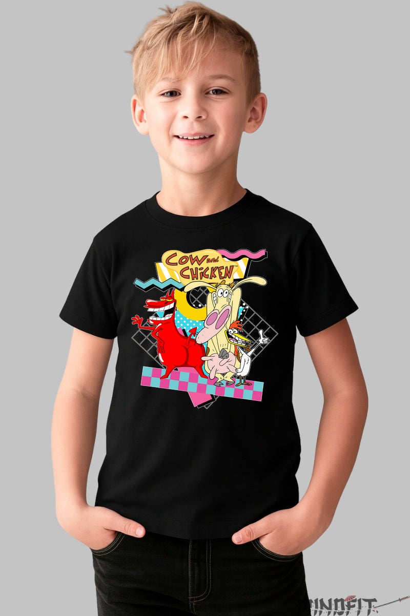 Tricou Cow and Chicken - Cartoon Network Classic baiat negru