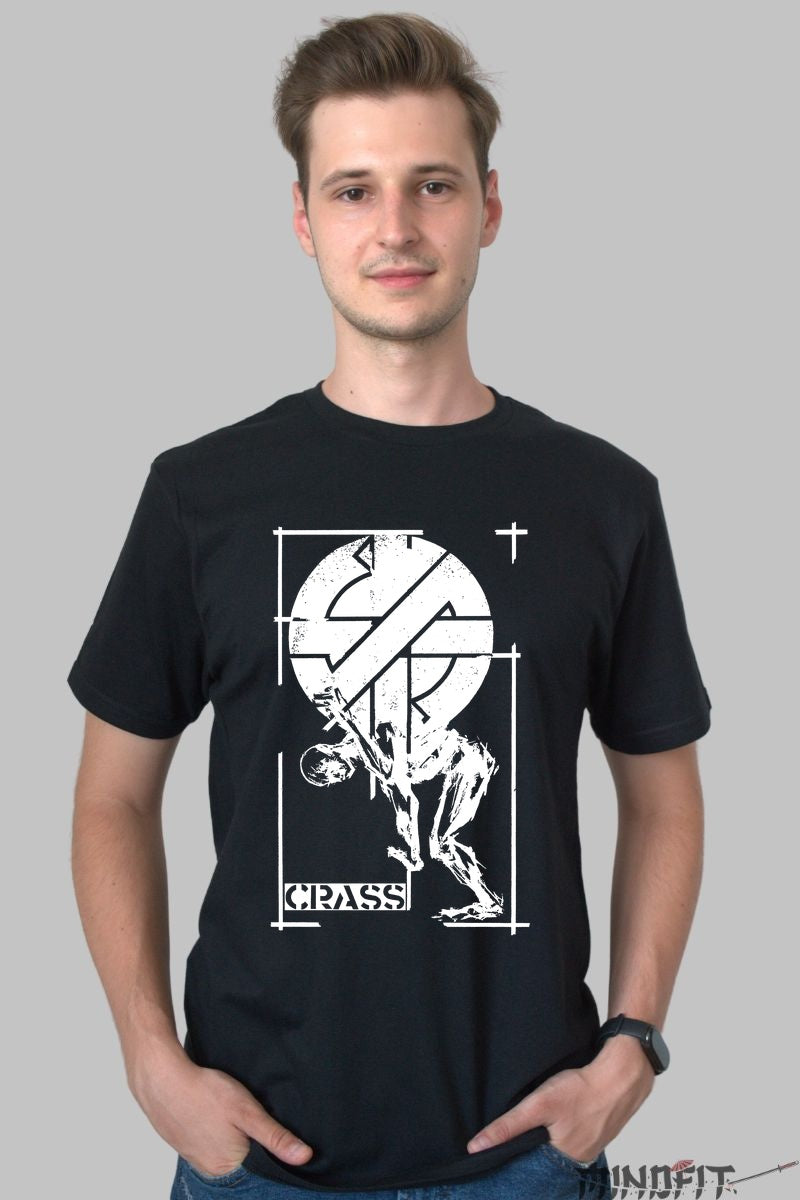 Tricou Crass Black - Design punk iconic barbat negru