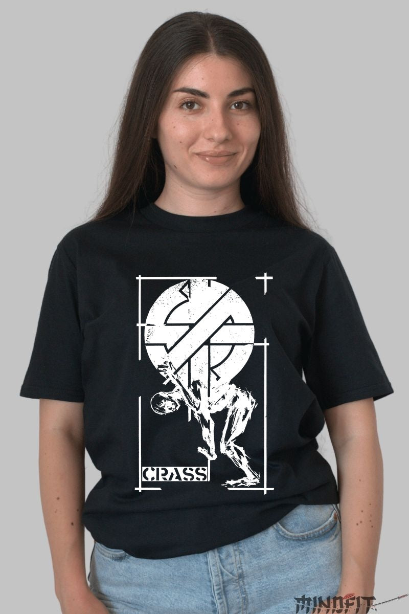 Tricou Crass Black - Design punk iconic fata negru