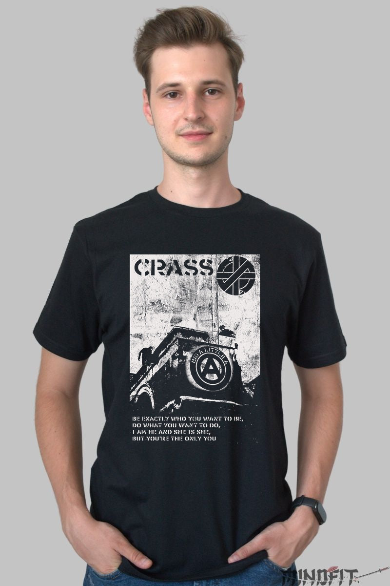 Tricou Crass Punk - Mesajul revoltei underground barbat negru