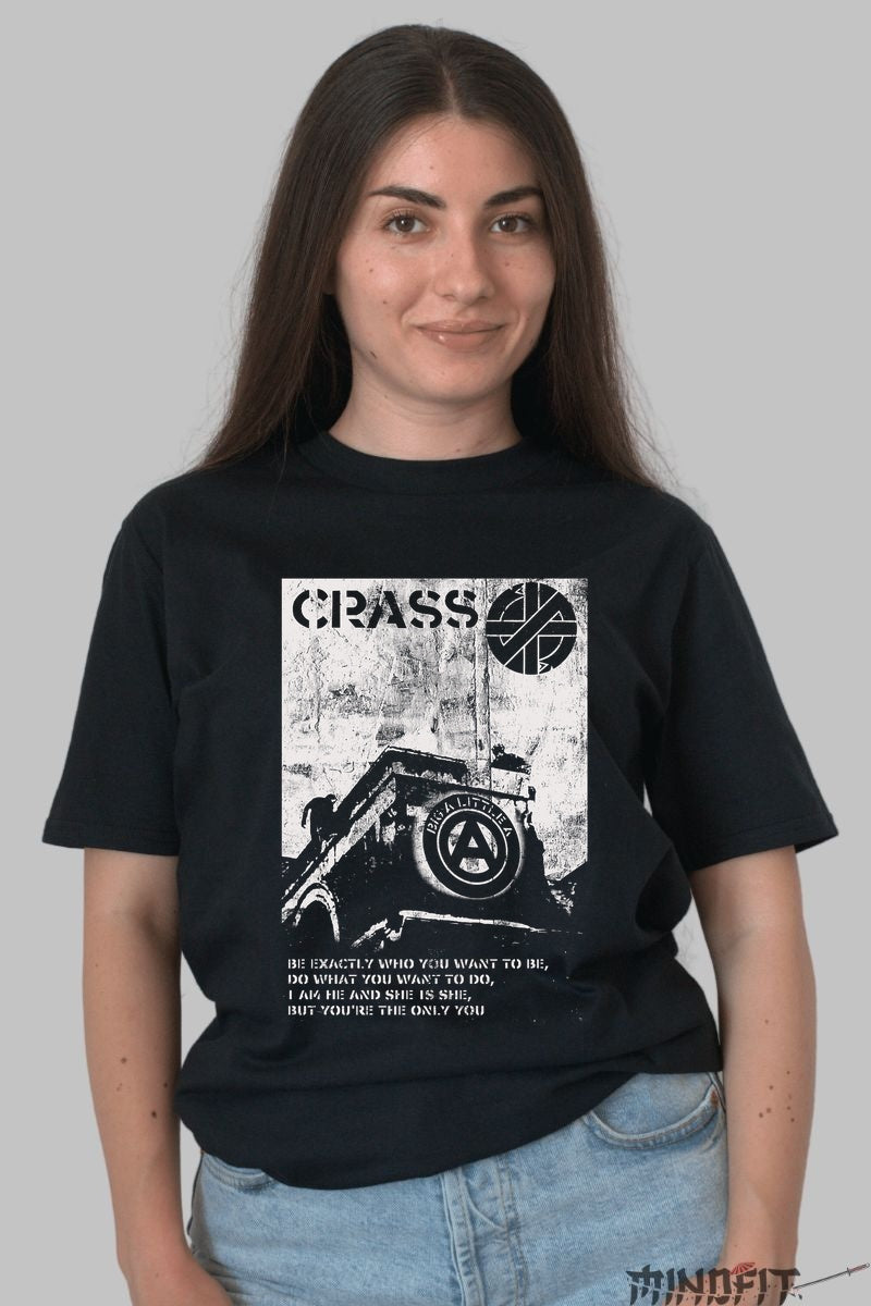 Tricou Crass Punk - Mesajul revoltei underground fata negru