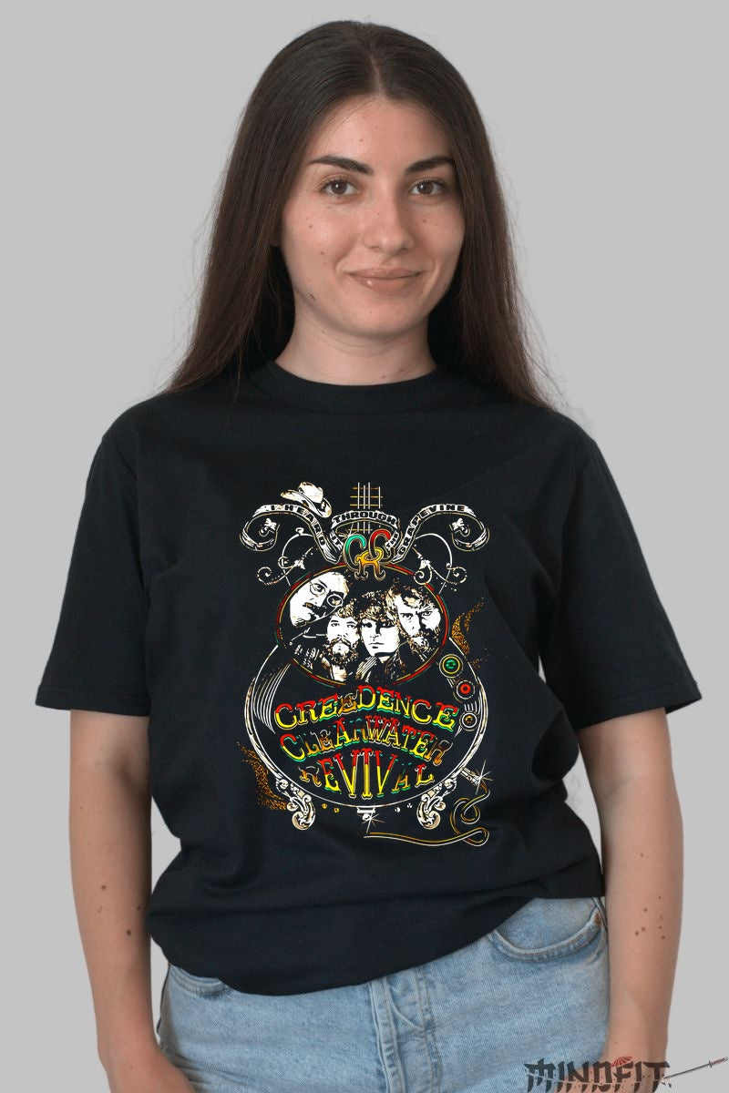 Tricou Creedence Clearwater Revival - Psychedelic Vibes dama negru