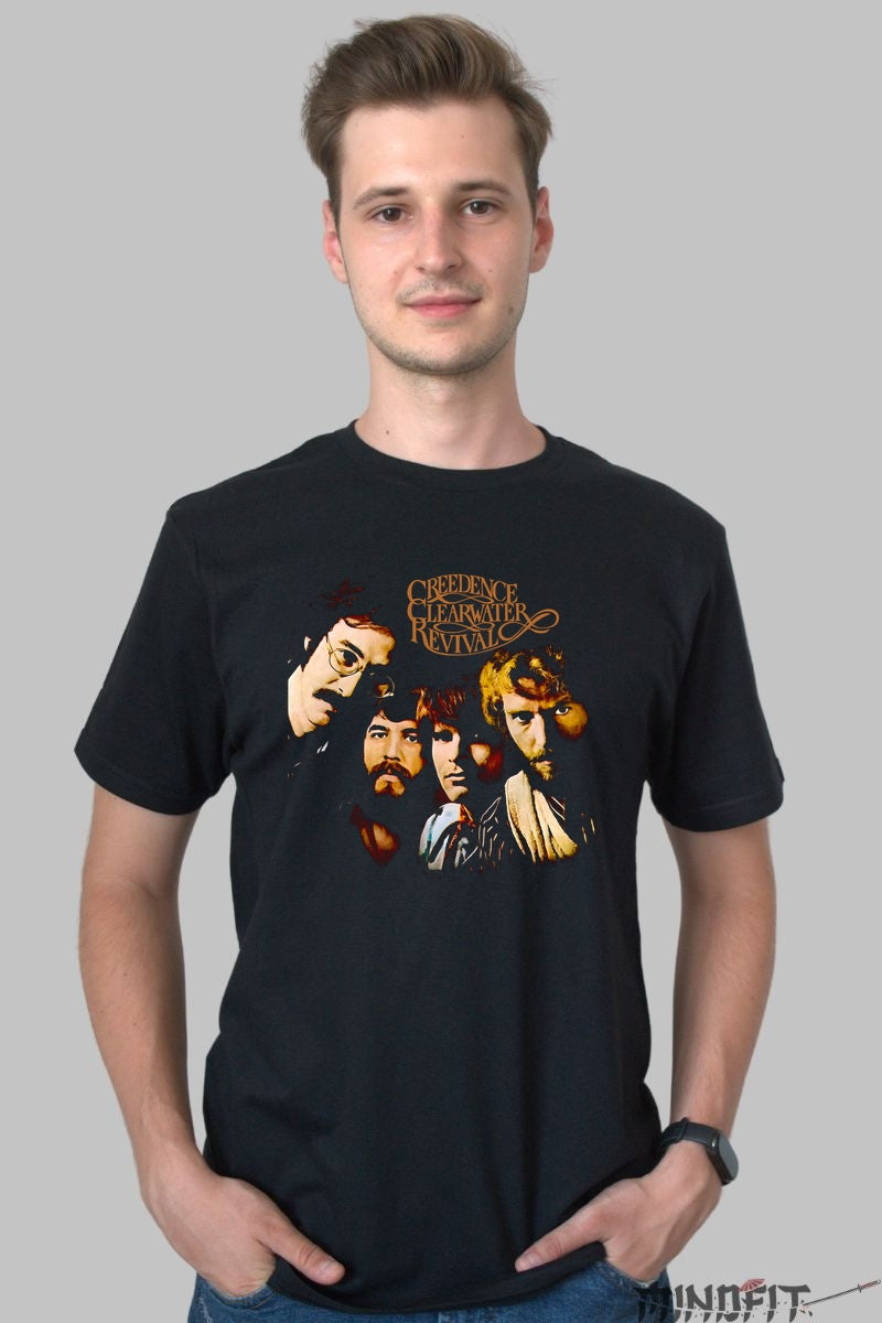 Tricou Creedence Clearwater Revival - Vintage Band Portrait barbat negru