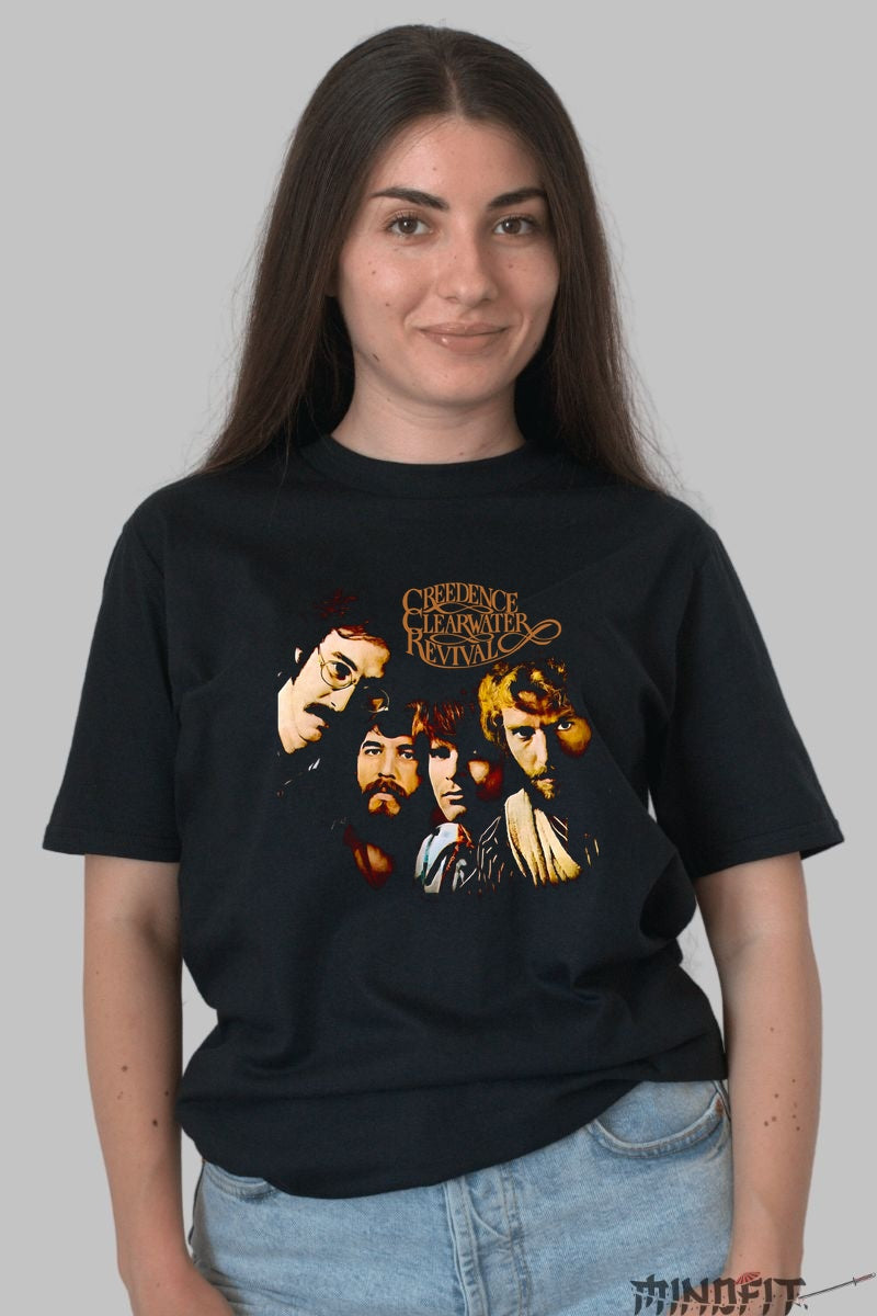 Tricou Creedence Clearwater Revival - Vintage Band Portrait dama negru