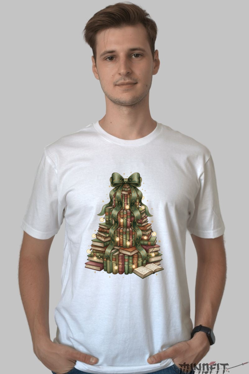 Tricou De Craciun - Brad Din Carti barbat alb