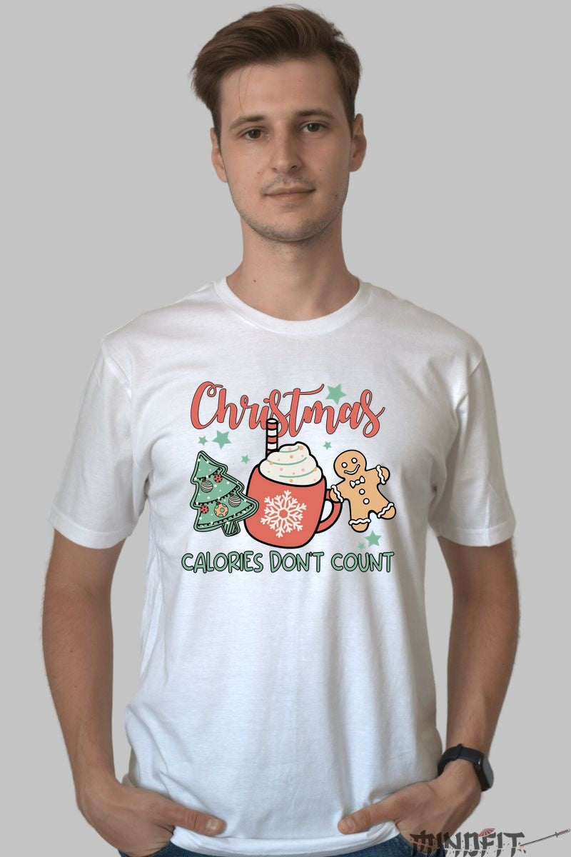 Tricou De Craciun - Calories Don-t Count barbat alb