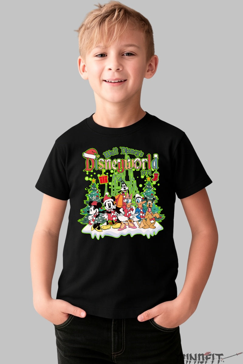 Tricou De Craciun Copii - Disneyworld Magic baiat negru
