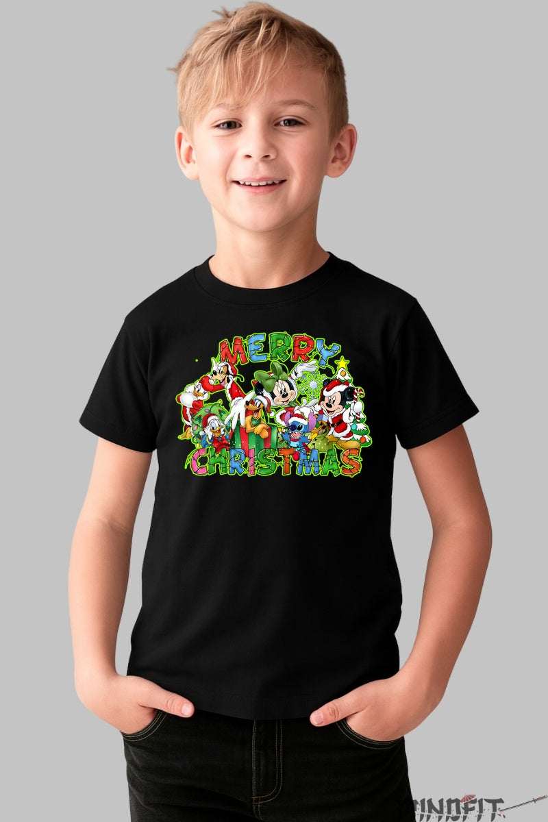 Tricou De Craciun Copii - Gasca Vesela Merry Christmas baiat negru