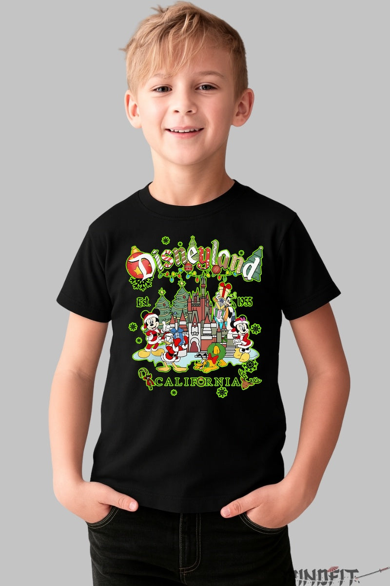 Tricou De Craciun Disneyland - Eroii tai preferati in Sarbatori magice baiat negru
