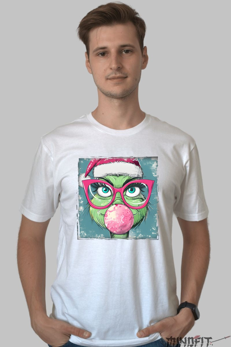 Tricou De Craciun - Grinch Cu Ochelari Si Bomboana barbat alb
