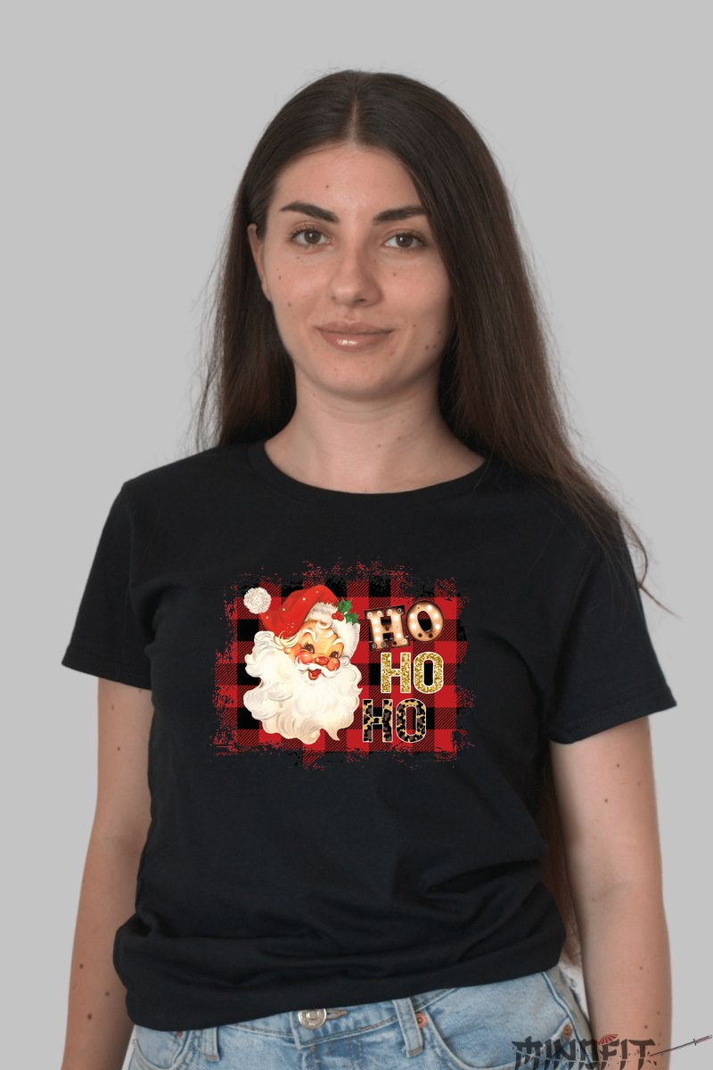 Tricou De Craciun - Ho Ho Ho Vintage dama negru